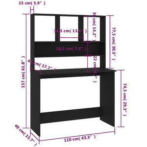 Galleria Design Desk with Shelf Black 110x45x157 cm Engineered Wood