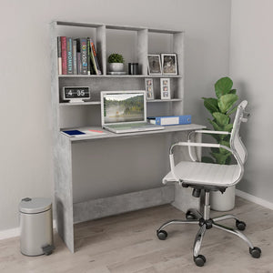 Galleria Design Desk with Shelf Concrete Grey 110x45x157 cm Engineered Wood