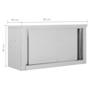 Galleria Design Kitchen Wall Cabinet with Sliding Doors 90x40x50 cm Stainless Steel