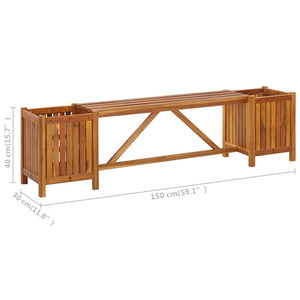 Galleria Design Garden Bench with 2 Planters 150x30x40 cm Solid Acacia Wood