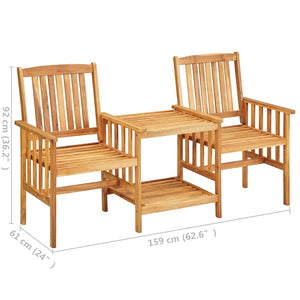 Galleria Design Garden Chairs with Tea Table 159x61x92 cm Solid Acacia Wood