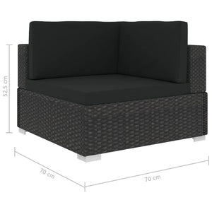 Galleria Design 5 Piece Garden Lounge Set with Cushions Poly Rattan Black