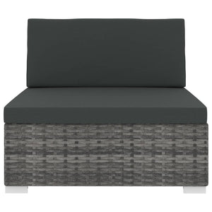 Galleria Design Sectional Middle Seat 1 pc with Cushions Poly Rattan Grey