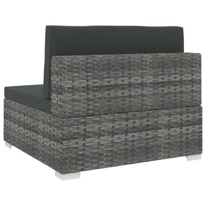 Galleria Design Sectional Middle Seat 1 pc with Cushions Poly Rattan Grey