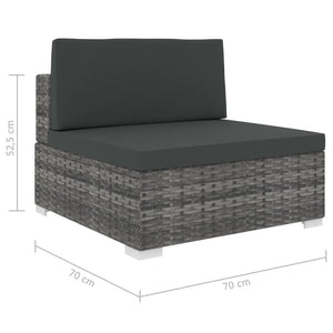 Galleria Design Sectional Middle Seat 1 pc with Cushions Poly Rattan Grey