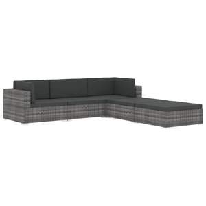 Galleria Design Sectional Footrest 1 pc with Cushion Poly Rattan Grey