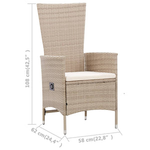 Galleria Design 7 Piece Outdoor Dining Set with Cushions Poly Rattan Beige