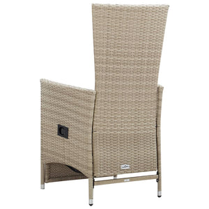 Galleria Design Reclining Garden Chairs 2 pcs with Cushions Poly Rattan Beige