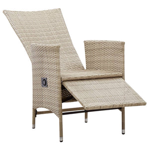 Galleria Design Reclining Garden Chairs 2 pcs with Cushions Poly Rattan Beige