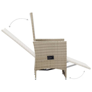 Galleria Design Reclining Garden Chairs 2 pcs with Cushions Poly Rattan Beige