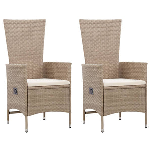 Galleria Design Outdoor Chairs 2 pcs with Cushions Poly Rattan Beige