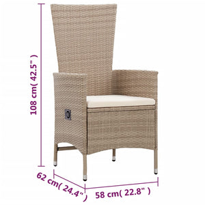 Galleria Design Outdoor Chairs 2 pcs with Cushions Poly Rattan Beige