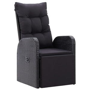 Galleria Design Reclining Garden Chair with Cushion Poly Rattan Black