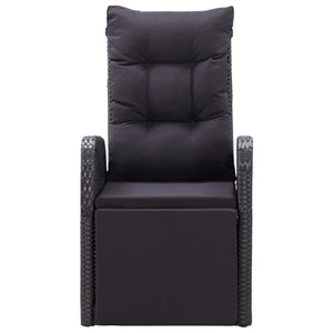 Galleria Design Reclining Garden Chair with Cushion Poly Rattan Black