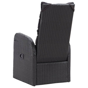 Galleria Design Reclining Garden Chair with Cushion Poly Rattan Black