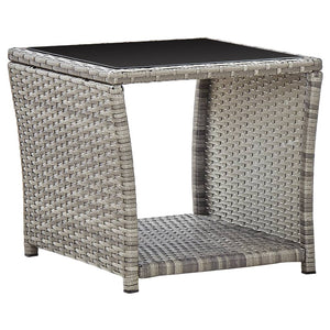 Galleria Design Coffee Table Grey 45x45x40 cm Poly Rattan and Glass