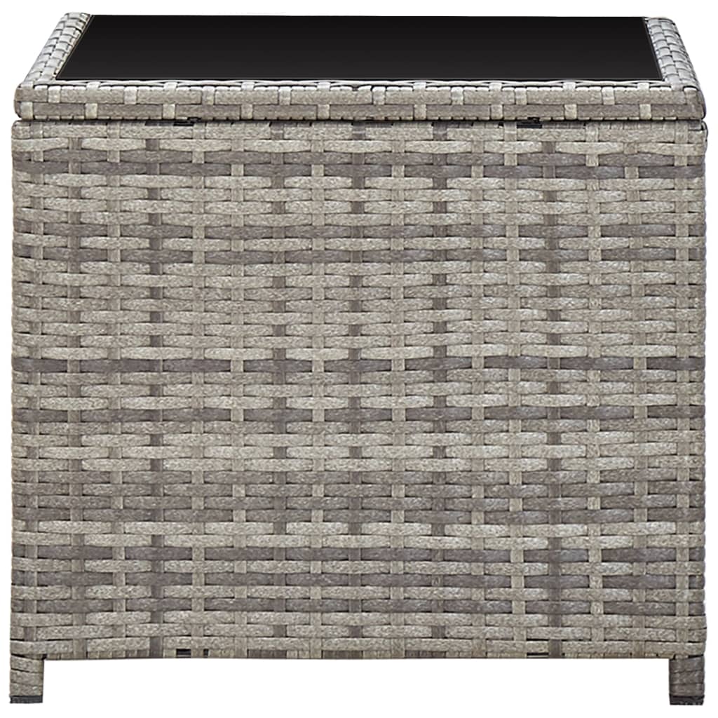 Galleria Design Coffee Table Grey 45x45x40 cm Poly Rattan and Glass