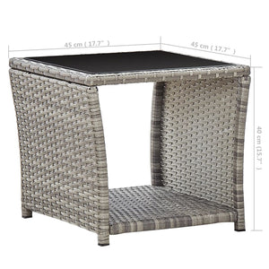 Galleria Design Coffee Table Grey 45x45x40 cm Poly Rattan and Glass