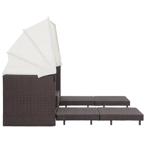 Galleria Design Extendable 3-Seater Sofa Bed with Roof Poly Rattan Brown