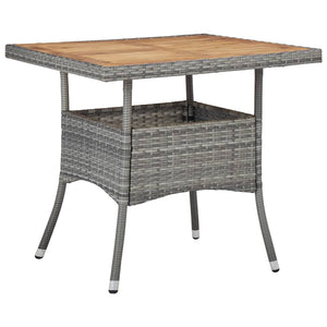 Galleria Design Outdoor Dining Table Grey Poly Rattan and Solid Acacia Wood