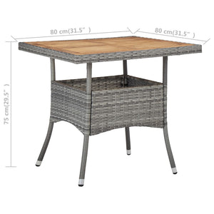 Galleria Design Outdoor Dining Table Grey Poly Rattan and Solid Acacia Wood