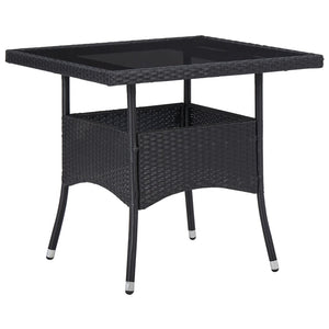 Galleria Design Outdoor Dining Table Black Poly Rattan and Glass