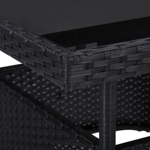 Galleria Design Outdoor Dining Table Black Poly Rattan and Glass