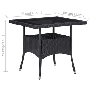 Galleria Design Outdoor Dining Table Black Poly Rattan and Glass