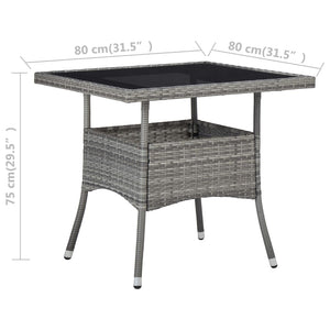 Galleria Design Outdoor Dining Table Grey Poly Rattan and Glass