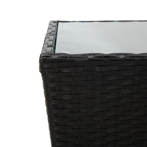 Galleria Design Tea Table Black 41.5x41.5x43 cm Poly Rattan and Tempered Glass