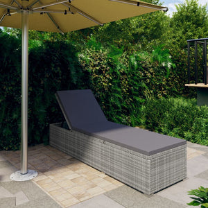 Galleria Design Sun Lounger with Cushion Poly Rattan Grey