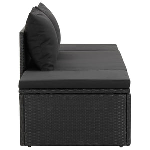 Galleria Design Sun Bed with Cushions Poly Rattan Black