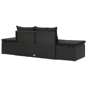 Galleria Design Sun Bed with Cushions Poly Rattan Black