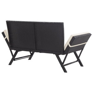 Galleria Design Garden Bench with Cushions 176 cm Black Poly Rattan