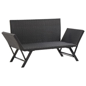 Galleria Design Garden Bench with Cushions 176 cm Black Poly Rattan