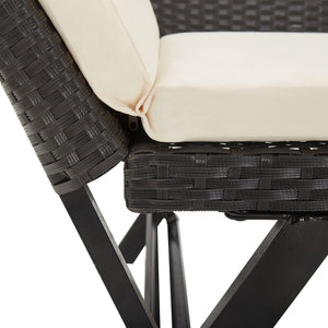 Galleria Design Garden Bench with Cushions 176 cm Black Poly Rattan