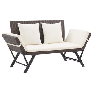 Galleria Design Garden Bench with Cushions 176 cm Brown Poly Rattan