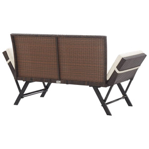 Galleria Design Garden Bench with Cushions 176 cm Brown Poly Rattan