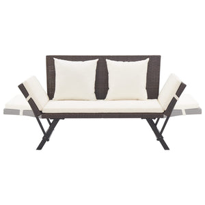 Galleria Design Garden Bench with Cushions 176 cm Brown Poly Rattan