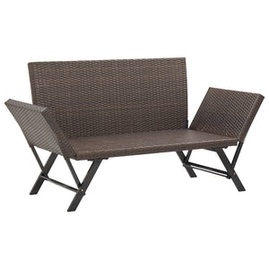 Galleria Design Garden Bench with Cushions 176 cm Brown Poly Rattan