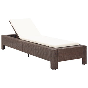 Galleria Design Sunbed with Cushion Brown Poly Rattan