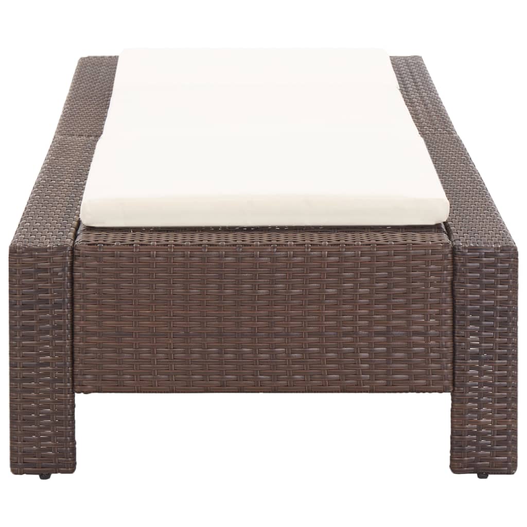 Galleria Design Sunbed with Cushion Brown Poly Rattan