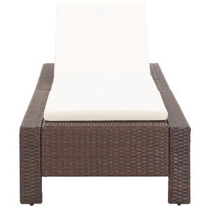 Galleria Design Sunbed with Cushion Brown Poly Rattan