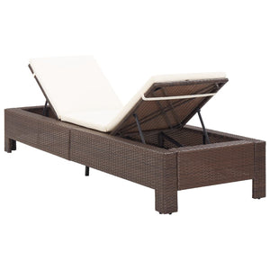 Galleria Design Sunbed with Cushion Brown Poly Rattan