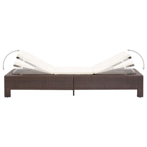 Galleria Design Sunbed with Cushion Brown Poly Rattan