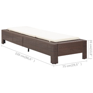 Galleria Design Sunbed with Cushion Brown Poly Rattan