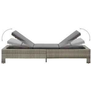 Galleria Design Sunbed with Cushion Grey Poly Rattan