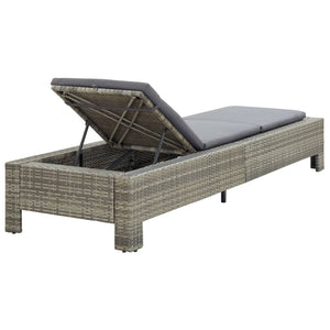 Galleria Design Sunbed with Cushion Grey Poly Rattan