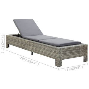 Galleria Design Sunbed with Cushion Grey Poly Rattan