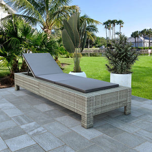 Galleria Design Sunbed with Cushion Grey Poly Rattan